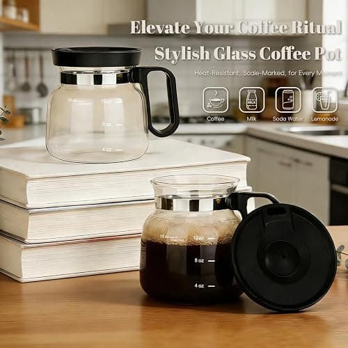 Luyyholara 16 Oz Glass Coffee Pot Mug with Spill Proof Lid, Heatproof Clear Cup for Travel & Office, Gift for Coffee Lovers (1 Pack) thumbnail 3
