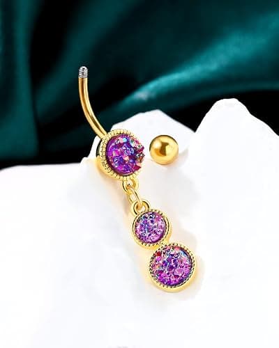 COCHARM Dangle Belly Button Rings Gold Belly Button Ring Dangling 14G 10MM Sparkly Gold Belly Navel Piercing Jewelry 316L Stainless Steel thumbnail 4