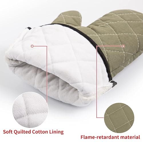 ARCLIBER Oven Mitts Heat Fire Resistant Oven Mitts 425 ° F, Quilted Terry Cloth Cotton Soft Lining Oven Gloves, Extra Long Kitchen Mittens for Cooking Baking thumbnail 3
