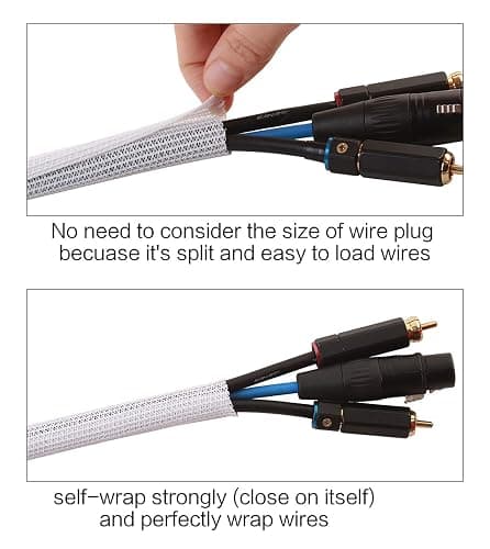 Alex Tech 25ft - 3/4 inch Cord Protector Wire Loom Tubing Cable Sleeve Split Sleeving for USB Cable Power Cord Audio Video Cable - Protect Cat from Chewing Cords - White thumbnail 2