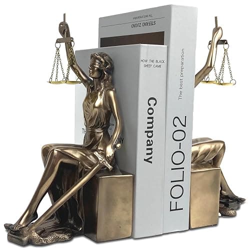 Lady Justice Statue Decorative Bookends Home Decor Roman Goddess Sculptures Gifts, Best for Lawyers and Law Students(10 x 5 x 4 inch) thumbnail 5