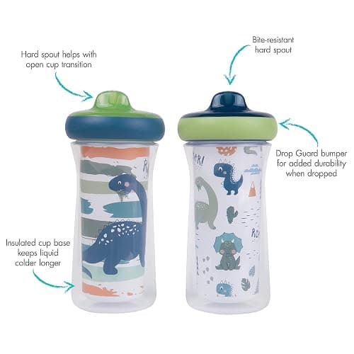 The First Years Dinosaur Kids Insulated Sippy Cups - Dishwasher Safe Spill Proof Toddler Cups - Ages 12 Months and Up - 9 Ounces - 2 Count thumbnail 3