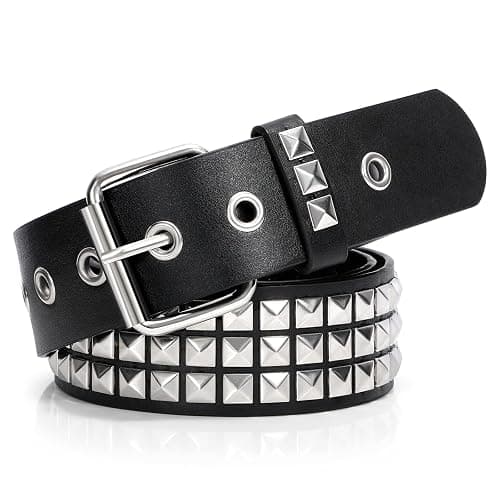 XZQTIVE Studded Belt Metal Punk Rock Rivet Belts for Women/Men Punk Leather Belt Gothic Belt Accessories for Jeans Pants - Image 1