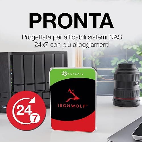 Seagate IronWolf, 4TB, Hard Disk SATA da 6GBit/s, HDD, CMR 3,5" 5.900 RPM, Cache da 64 MB per NAS con Sistema RAID, 3 anni Rescue Services (ST4000VN008) thumbnail 2