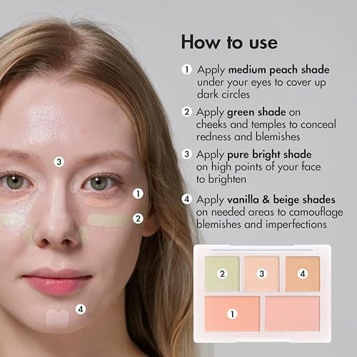 LUNA Conceal Blender Palette 01 Clear Cover 5-in-1 Color Correcting and Concealing with Beige, Green, Vanila, Medium Peach and Pure Bright Buildable, Suitable for Neutral and Warm Tones thumbnail 5