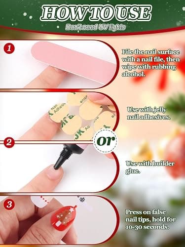 EBANKU Christmas Kid Press on Nails, 72Pcs Xmas Almond Fake Nails Kit Full Cover Christmas Theme Design False Nail with Nail Glue for Girl thumbnail 7