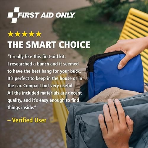 First Aid Only 298 Piece All-Purpose Emergency First Aid Kit for Home, Office, Car, Apartment, Dorm, and Camping, Travel-Friendly Compact Pouch Fits in Backpacks, Suitcases, Cabinets, and Drawers thumbnail 9