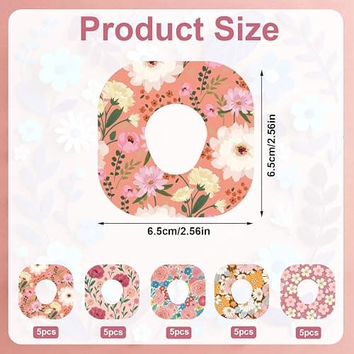 25pcs Adhesive Patches for Dexcom G7, Breathable Pre-Cut Tape Over Patches Sensor Monitor Covers with Holes Waterproof Flower Adhesive Overpatches Compatible with Dexcom G7 (Flowers Style) thumbnail 2