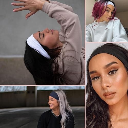 MLMOMVME 6 Pcs Black White Headbands for Women Hair Cotton Headband Non-slip Stretchy Elastic Head Wrap Holder Hair Accessories thumbnail 3
