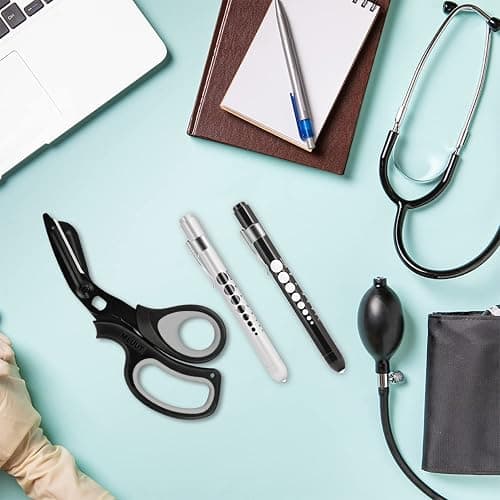 MEUUT 3 Pack Pen light & Medical Scissors-One Pantented Trauma Scissor Two LED Penlight with Pupil Gauge -8" Bandage Scissor for Nurse Doctor EMT thumbnail 2