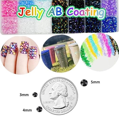 22000pcs Resin Rhinestones for Crafting, 28 Multicolor Mixed 3mm SS10 Non-Hotfix Gem Beads, Jelly AB Gems Stones, Multicolor Jewels Gems for Bedazzling Kit with B7000 for Nail DIY Crafting thumbnail 4