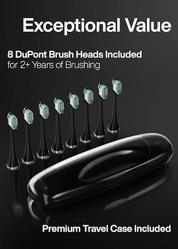 Aquasonic Black Series Ultra Whitening Toothbrush – ADA Accepted Electric Toothbrush- 8 Brush Heads & Travel Case – 40,000 VPM Electric Motor & Wireless Charging - 4 Modes w Smart Timer thumbnail 5