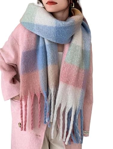 Wander Agio Winter Women Warm Scarf Long Shawl Large Scarves Cold Weather Thick Blanket Scarfs Colorful Plaid - Image 1