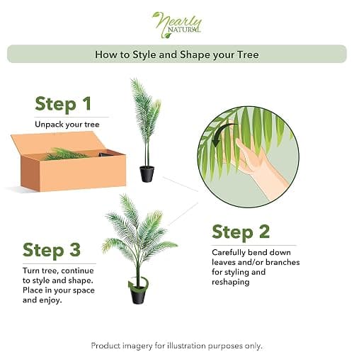 Nearly Natural 4 ft Artificial Golden Cane Palm Tree with Nursery Pot | Double-Stalk, Lush Realistic Foliage, Indoor Faux Palm Plant, Living Room Decor, Perfect Tropical Decoration thumbnail 3