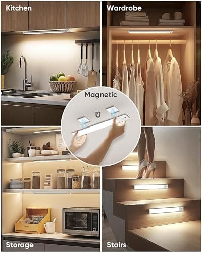 Under Cabinet Lighting Wireless, 2200mAh Rechargeable Battery Operated Motion Sensor Light Indoor, 3 Color Temps Under Counter Light, Dimmable Wireless Closet Lights w/Remote for Kitchen,Pantry,4 Pack thumbnail 7