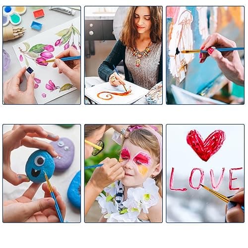 Paint Brushes Set for Acrylic Painting, 20 Pcs Oil Watercolor Acrylic Paint Brush, Artist Paintbrushes for Body Face Rock Canvas, Kids Adult Drawing Arts Crafts Supplies, Blue thumbnail 7