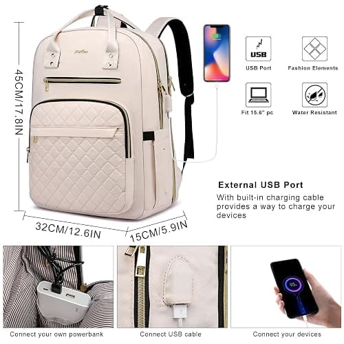 YAMTION Backpack for Women and Teen Girls,School Backpack TSA Laptop Bookbag with USB for College University Students Business Office Work Travel thumbnail 7