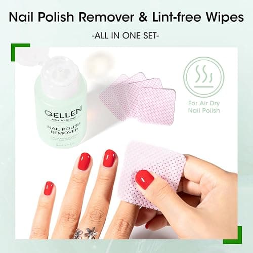 Gellen Nail Polish Remover with Lint Free Nail Wipes, 6.1 Fl.Oz Non Acetone Polish Remover Jasmine Scent, 200PCS Soft Non-Woven Nail Polish Remover Pads in One Kit for DIY at Home Salon Nail Supplies thumbnail 6