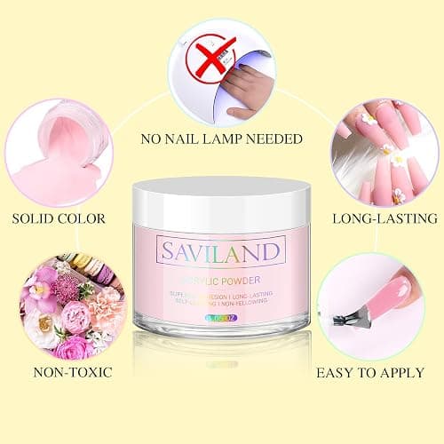 SAVILAND Pink Acrylic Powder - 30g Professional Acrylic Nail Powder for Acrylic Nails Extension, 3D Nail Art Polymer Powder, No Need Nail Lamp thumbnail 6