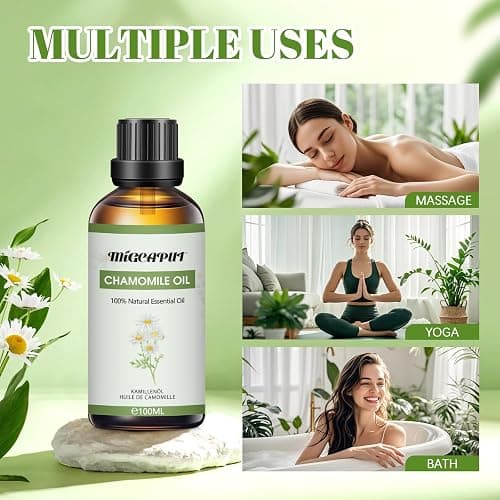 MIGCAPUT Olio Essenziale di Camomilla 100ML, Olio di Camomilla di Grado Terapeutico Naturale al 100%, Oli Essenziali di Aromaterapia per Diffusori, Umidificatore, Massaggi, Relax, Lenire l'umore thumbnail 5