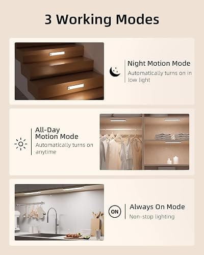 EZVALO Under Cabinet Lighting with Charging Station, Motion Sensor Lights | 6-Pack with Remote, 2000mAh Rechargeable Battery, Wireless, Magnetic, Timer, 3 Color Temps, Kitchen, Closet and More thumbnail 7