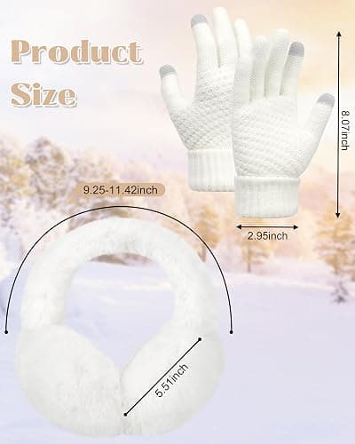 Senker Fashion Winter Ear Muffs Gloves for Women Foldable Warm Earmuffs Faux Fur Fluffy Warmers Covers Headband Cold Weather thumbnail 3
