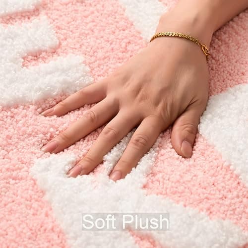 QJHOMO Get Naked Bath Mat Cute Pink and White Bathroom Rugs Funny Non Slip Bathtub Decor Mats Super Absorbent Floor Carpet Machine Washable Bahtmat for Tub, Shower, Bedroom (20x32 inch) thumbnail 3