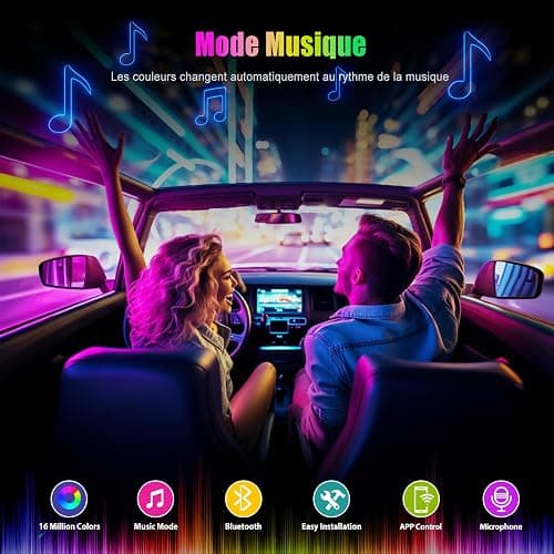 YiLaie Auto Innenbeleuchtung LED mit APP Steuerung und 16 Millionen Farben, Musikmodus, Farbspeicher, Auto zubehör Innenraum deko, Geschenke für Männer und Frauen, DC 5V thumbnail 4