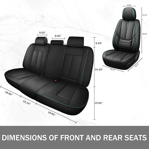 AutoSeatCovers Seat Covers for 95% of Subaru 2000-2024 Full Set/Black-Green | Premium Faux Leather Seat Cover Breathable Waterproof Sports Drive in Style,Easy to Install Seat Covers thumbnail 9