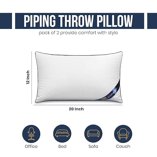 Bedding Throw Pillow Inserts (Pack of 4, White), 12 x 20 Inches Decorative Indoor Pillows for Sofa, Bed, Couch, Cushion Sham Stuffer thumbnail 3