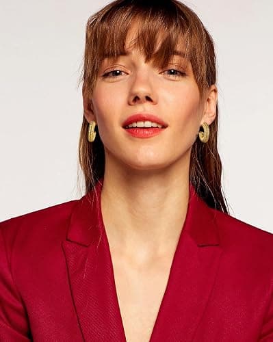 9 Pairs Chunky Gold Earrings Set for Women Trendy Lightweight Gold Plated Hoop Earrings Hypoallergenic Jewelry thumbnail 5