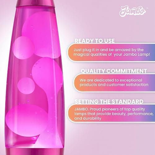 JAMBO 16" Beautiful Lamp- Pink with White/Pink Wax, Relaxing Liquid Light, Night Light Nightlight, Home Decor Living Room Office Bedroom Lamp for Adults Teens Kids, Magma Motion thumbnail 6