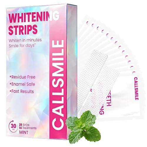 CALLSMILE Teeth Whitening Strips - Whitening Strips for Sensitive Teeth, Hydrogen Peroxide Teeth Whitener for Coffee, Wine, Tobacco, and Other Stains, 28 Strips (14 Days Treatment), Mint - Image 1