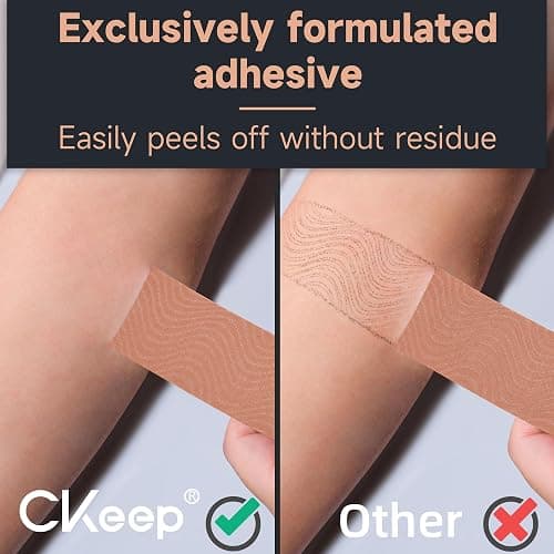 CKeep Kinesiology Tape, Uncut 2 Rolls, Original Cotton Elastic Premium Athletic Tape,Latex Free Hypoallergenic, 2inch x 16ft, Beige thumbnail 3