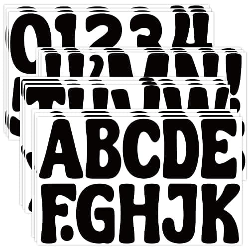 150 PCS Letter Stickers Large Bulletin Board Letters Alphabet Number Stickers Vinyl Waterproof Self-Adhesive Stick on Letters for Poster Board Mailbox Crafts Classroom Home Party Decor(Black, 3 Inch) - Image 1