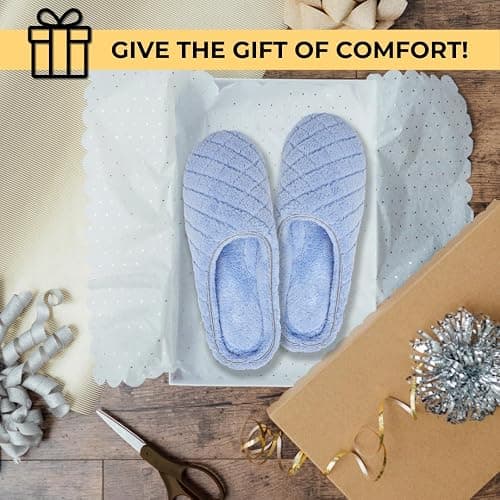 Dearfoams Women's Memory Foam Indoor House Slippers Leslie Terry Clog House Shoes with Wide Widths thumbnail 6