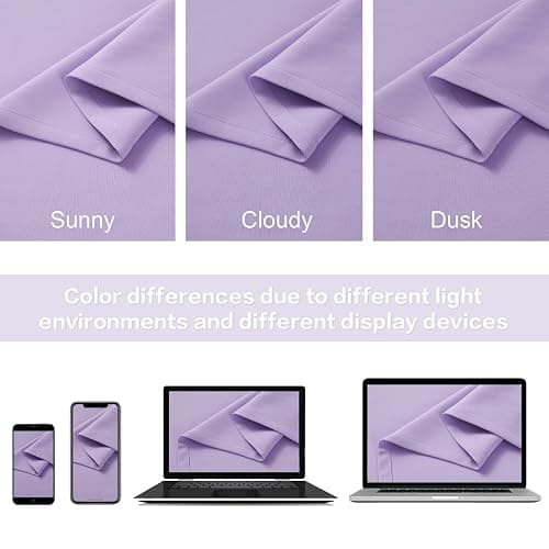 DUALIFE Lavender Curtains Room Darkening Curtains，Rod Pocket and Back Tab Thermal Insulated Drapes 52x120 Inch，2 Panels thumbnail 6