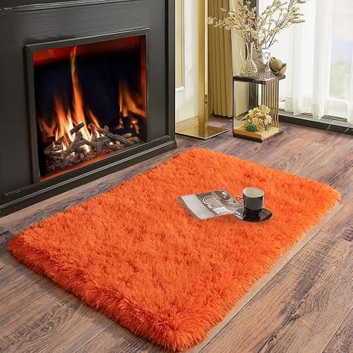 Ailyei Soft Runner Rugs for Bedroom Hallways, 2x3 Orange Fluffy Shag Throw Area Rug Non Slip for Bedside Dorm, Long Shaggy Furry Carpet for Nursery Living Room thumbnail 3