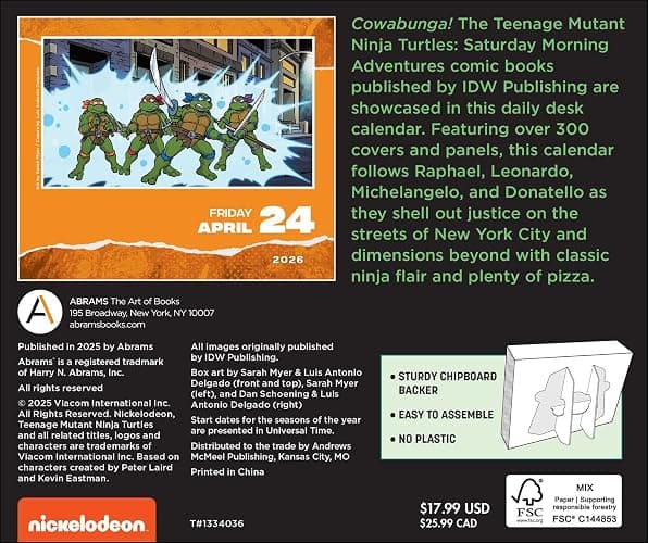 Teenage Mutant Ninja Turtles Comic Art 2026 Day-to-Day Calendar thumbnail 2