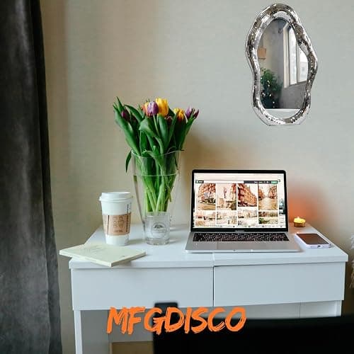 Disco Ball Mirror Wavy, 16"H x 10"W x1.2"D, Funky Table Wall Decor, Large | Unique Funky Ball Decor with Stand, Tabletop Vintage Silver Decorative Mirror, Handmade Gift, Retro, Groovy thumbnail 5