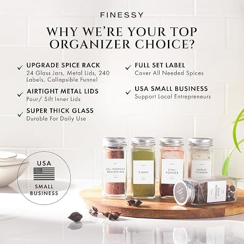 Glass Spice Jars with Labels with Metal Lids and Shakers Minimalist 24 Pack Set, 4oz Small Clear Empty Spice Bottles Seasoning Containers with Label Organizer Square Herb Seasoning Jars for Kitchen thumbnail 2