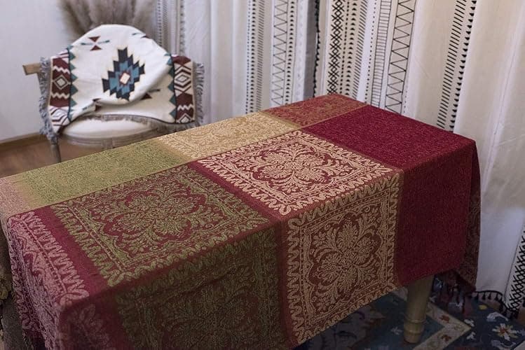 AIVIA Boho Sofa Couch Throw Blanket Futon Slipcover, Recliner Chair Throws Sofa Cover Colorful Chenille Woven Bohemian Decor - 60" x 75" Green Wine Red thumbnail 6