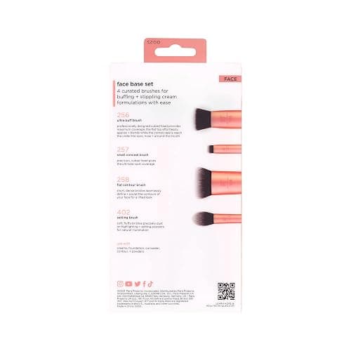 Real Techniques 4 Piece Face Base Makeup Brush Set, For Concealer, Foundation, Contour, & Setting Powder, Makeup Brushes For Blending & Buffing, & Sculpting, Travel Friendly, Gift Set, Cruelty-Free thumbnail 10