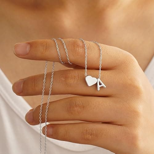 Turandoss Christmas Gifts for Grandkids - Dainty 18K Gold Plated Tiny Heart Initial A-Z Letter Pendant Necklace Stocking Stuffers for Teen Girls Jewelry thumbnail 5