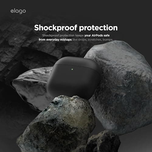 elago Liquid Hybrid Case Compatible with AirPods 4th Generation Case - Compatible with AirPods 4 Case Cover, Triple Layer Protection, Wireless Charging, Shock Resistant, Easily Cleaned (Black) thumbnail 4