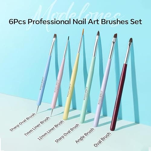 Modelones Nail Art Brushes Set, Nail Brush kit Gel Polish, Extension Gel, Liner, Clean up, Carving, Apex Building, Dotting Pens Professional Tools for Drawing Painting 3D Design Salon & DIY Use thumbnail 8
