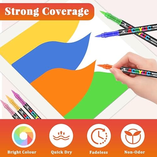 Funnasting 168 Couleurs Feutre Acrylique, Tête de Brosse Douce Marqueur Peinture Acrylique pour Coloriage, Verre, Tissu, Oeuf, Pétroglyphes et Bricolage Arts & Crafts Fournitures thumbnail 4