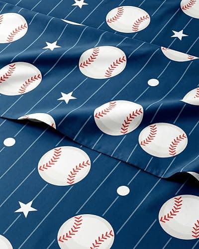 CGK Unlimited Kids Baseball Full 4 Piece Sheet Set - Boys, Girls, Teens, Toddler - Easy Fit Deep Pockets - Ultra Soft, Cooling & Breathable Sheets - Cute, Cozy, Fade & Wrinkle Free - Machine Washable - Image 1