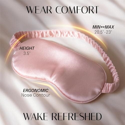 OLESILK Silk Sleep Mask, 100% Mulberry Silk Eye Mask for Sleeping, Double Layer Filling and Elastic Strap, Travel and Nap, Soft Eye Cover Eyeshade with Luxury Bag and Ear Plugs, Pink thumbnail 7