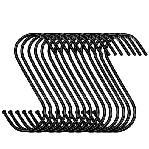 Evob 30 Pack Black S Hooks Steel Hanging Hooks Heavy Duty S Hanger Hook Metal Kitchen Pot Rack Hooks Closet Hooks for Hanging Pan, Cups, Jeans, Plant - Image 1